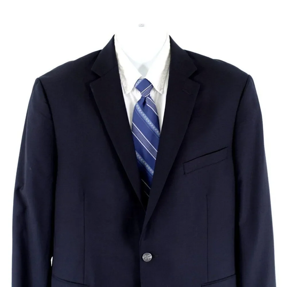Hart Schaffner Marx Blue Thick Wool 2 Silver Button Blazer 44L‎ / Slim 46L